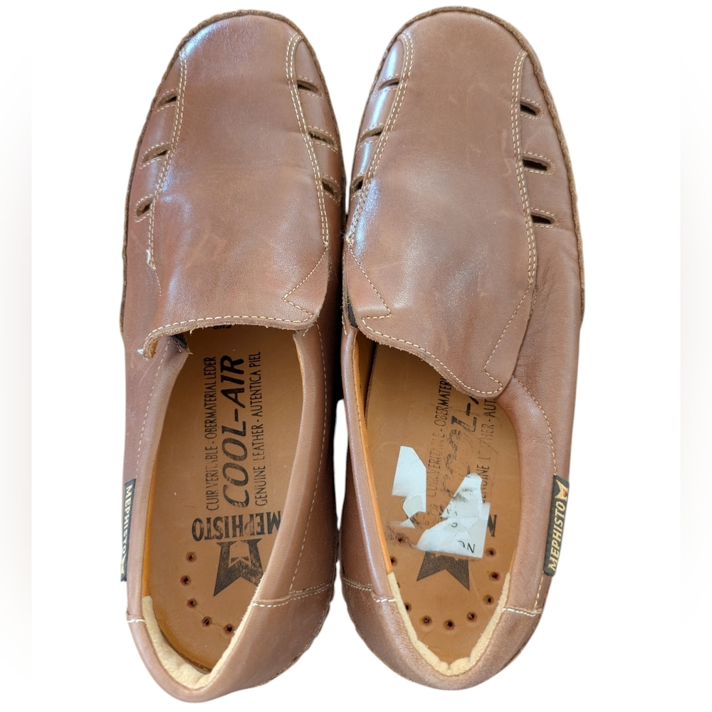 MEPHISTO MENS SHOES 8 M Tan LEATHER SANDALS COOL AIR Slip on